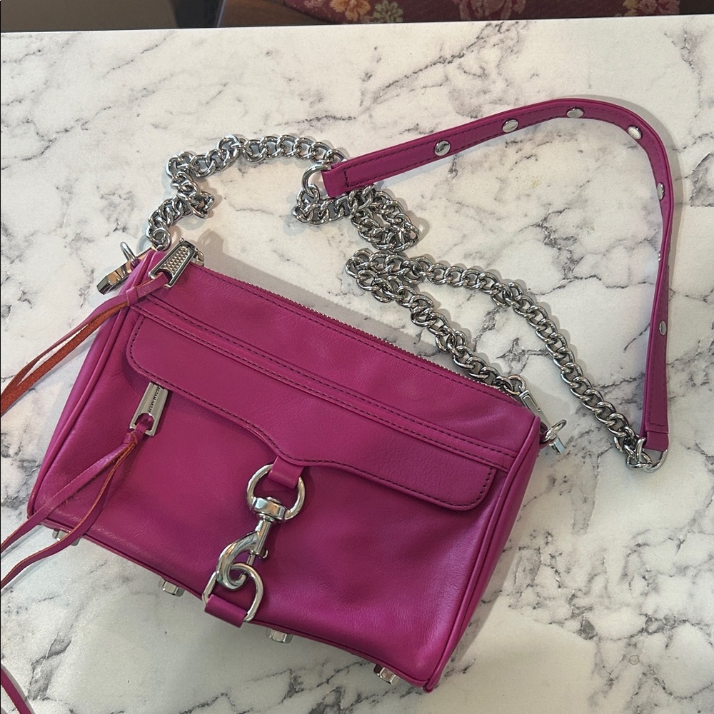 Rebecca Minkoff Fuchsia Crossbody Bag with Silver Chain